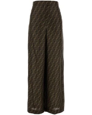 Fendi Printed Twill Wide-Leg Pant - Multicolor