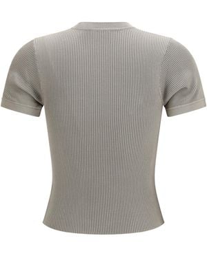 Rier Short-Sleeve Ribbed T-Shirt Silk T-Shirts - Gray