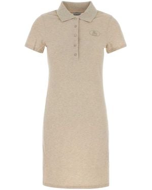 Burberry Melange Sand Piquet Polo Dress - Natural