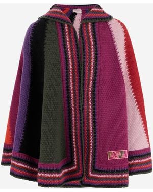 PUCCI Color Block Wool Cape - Red
