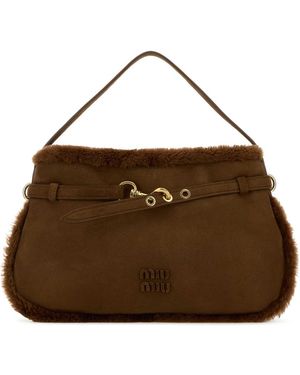 Miu Miu Brown Shearling Shoulder Bag