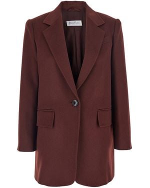 Max Mara Single-Breasted Wool Jacket Blazers - Brown