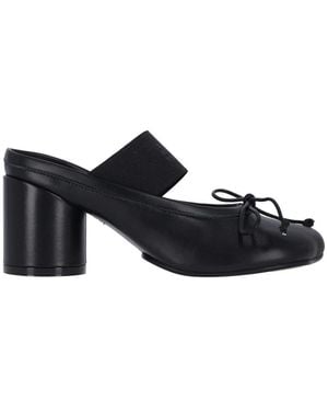 MM6 by Maison Margiela Anatomical Goat Leather Sandals With Bow Detail - Black