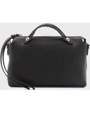 Fendi Leather Top Handle Bag - Black