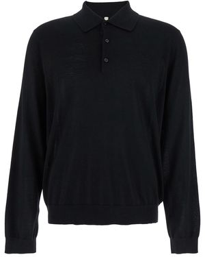 sunflower Polo Shirt With Classic Collar And Ribbed Trims - Blue