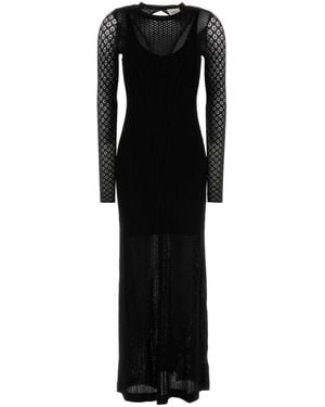 Isabel Marant Knit And Lace Florie Long Dress - Black