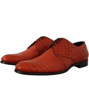 Dolce & Gabbana Exotic Leather Dress Derby Shoes Skin Croc - Red