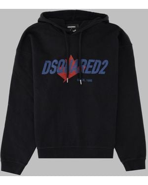 DSquared² Relaxed Fit Logo Print Sweatshirt Cotton Sweatshirts - Black
