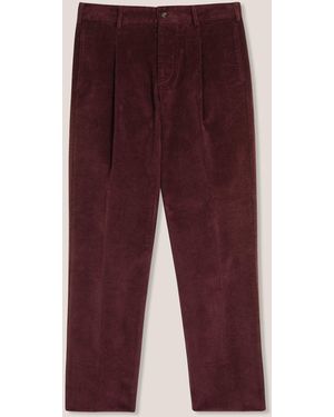 Doppiaa Aantioco Burgundy Pleated Stretch Cotton-Corduroy Trousers - Red