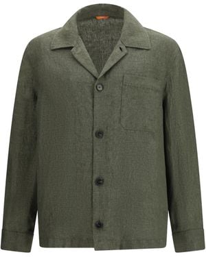 Cruna Shirt Serafino Linen - Green
