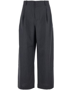 Tonywack Trousers With Front Pences And Pinstripe Motif - Blue