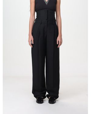 Brunello Cucinelli Linen Blend Wide Leg Trousers - Black