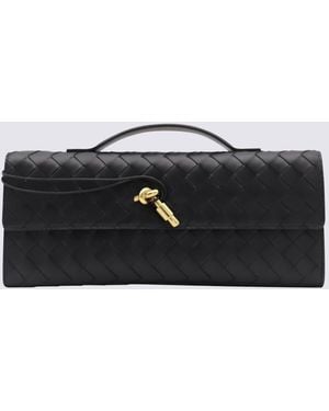 Bottega Veneta Leather Andiamo Clutch - Black