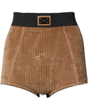 Dolce & Gabbana Cotton High Waisted Hot Trousers Shorts Cotton+Elastane+Polyamide - Brown