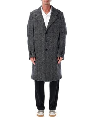 Givenchy Herringbone Wool Overcoat Coat - Black