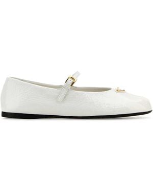 Prada Leather Ballerinas - White