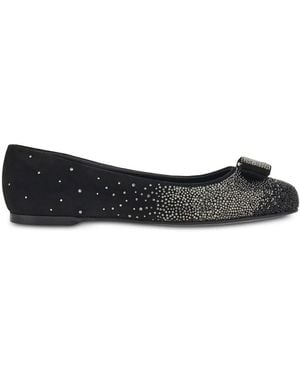 Ferragamo Vara Bow Ballerina Shoes - Black