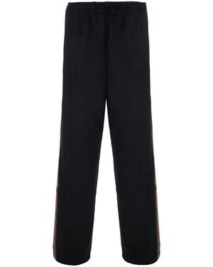 Gucci Trousers Web Detail Silk - Black