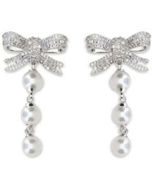 Self-Portrait Brass Earrings - White