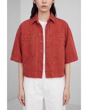 Brunello Cucinelli Oversized Cotton Linen Jacket - Red