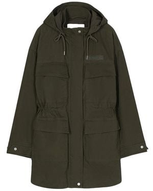 Closed Drawstring-Waist Cotton Parka - Green