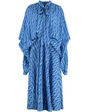 Balenciaga Printed Dress With Bow Fastening Polyester - Blue