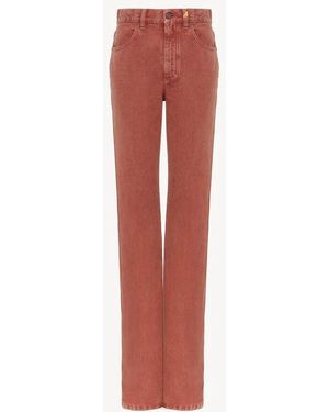 Chloé Jean En Denim De Coton Teint Crimson - Red