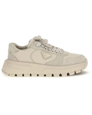 Prada Calf Leather Bos Taurus Athletic Sneakers - Natural