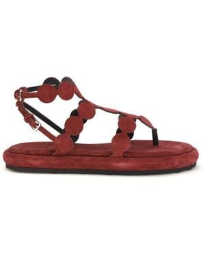 Pierre Hardy Brown Calf Leather Bos Taurus Platform Sandals - Red