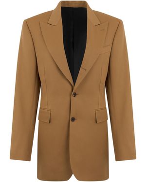 Celine Wool Jacket Diagonal Pattern Blazers - Brown