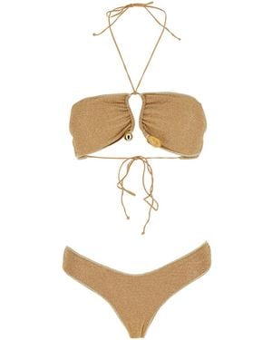Oséree Bikini Lumiere Stones Bandeau Set With Shimmering Details For Beachwear - White