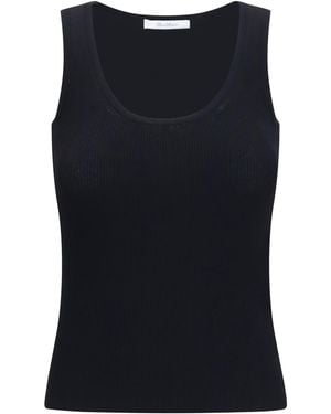 Max Mara Ribbed Jersey Tank Top Viscose; Polyester - Black