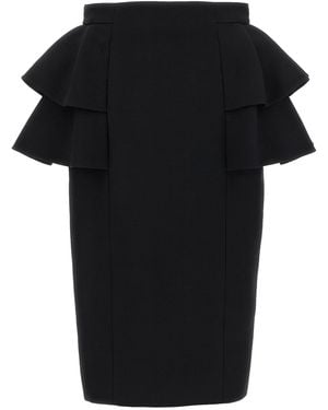 Valentino Garavani Crepe Couture Skirt Virgin Wool Silk - Black