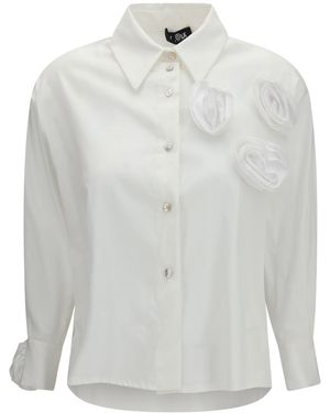 Ella Shirt With Appliqué Roses Cotton; Polyester; Elastane - White
