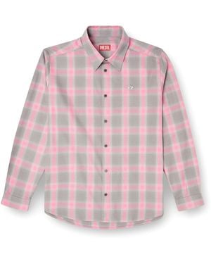DIESEL S-Simply Check Cotton Blend Shirt - Pink