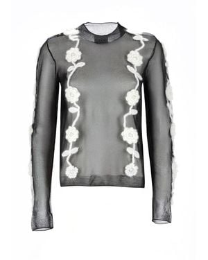 Ganni Mesh Top Recycled Polyamide Tops - Black