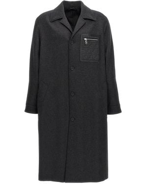 Fendi Cashmere Single-Breasted Coat - Black