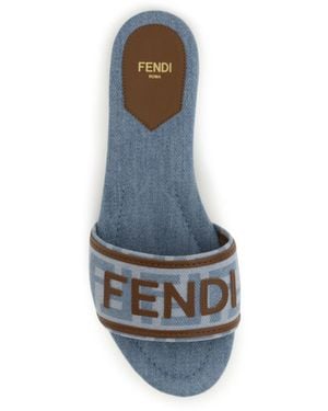 Fendi Sandals Ff Denim Sky Sky/Sellier Cotton - Blue