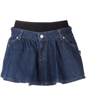 7 For All Mankind Banded Mini Skirt Soul - Blue