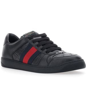 Gucci Low-Top Sneaker Screener Leather Lambskin Sneakers - Blue