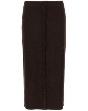 Victoria Beckham Wool Midi Skirt - Black