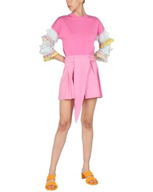 Moschino Belted Waist Shorts Cotton - Pink