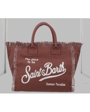 MC2 Saint Barth Handbag Vanity Canvas Cotton Handbags - Brown