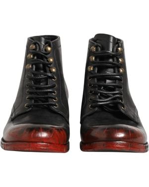 Dolce & Gabbana Lace Up Short Ankle Boot Shoes And 100Lf - Black