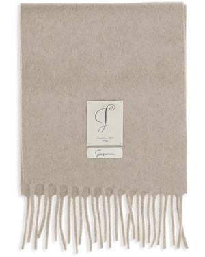 Jacquemus Cavallo Fringed Scarf Fleece Wool Ovis Aries Hats E Hairbands - White