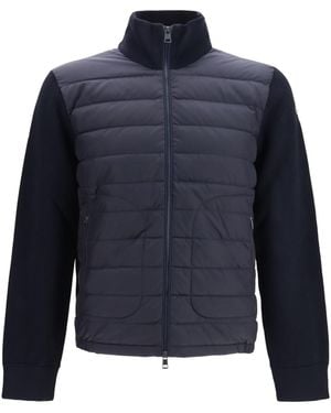 Moncler Cardigan With Padded Zip Closure - Blue