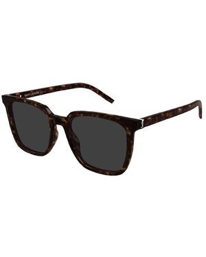 Saint Laurent Sunglasses Square Full Rim, Dark Havana Frame And Lens Slm146002 - Black