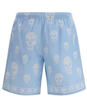 McQueen Blue Polyamide Shorts