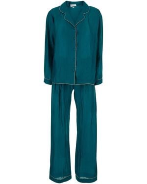 THE ROSE IBIZA Pajama Set Pijamasetwithbagl754 With Top And Pants Cotton For Suits - Green