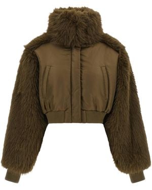 Pinko Faux Fur Bomber Jacket - Green